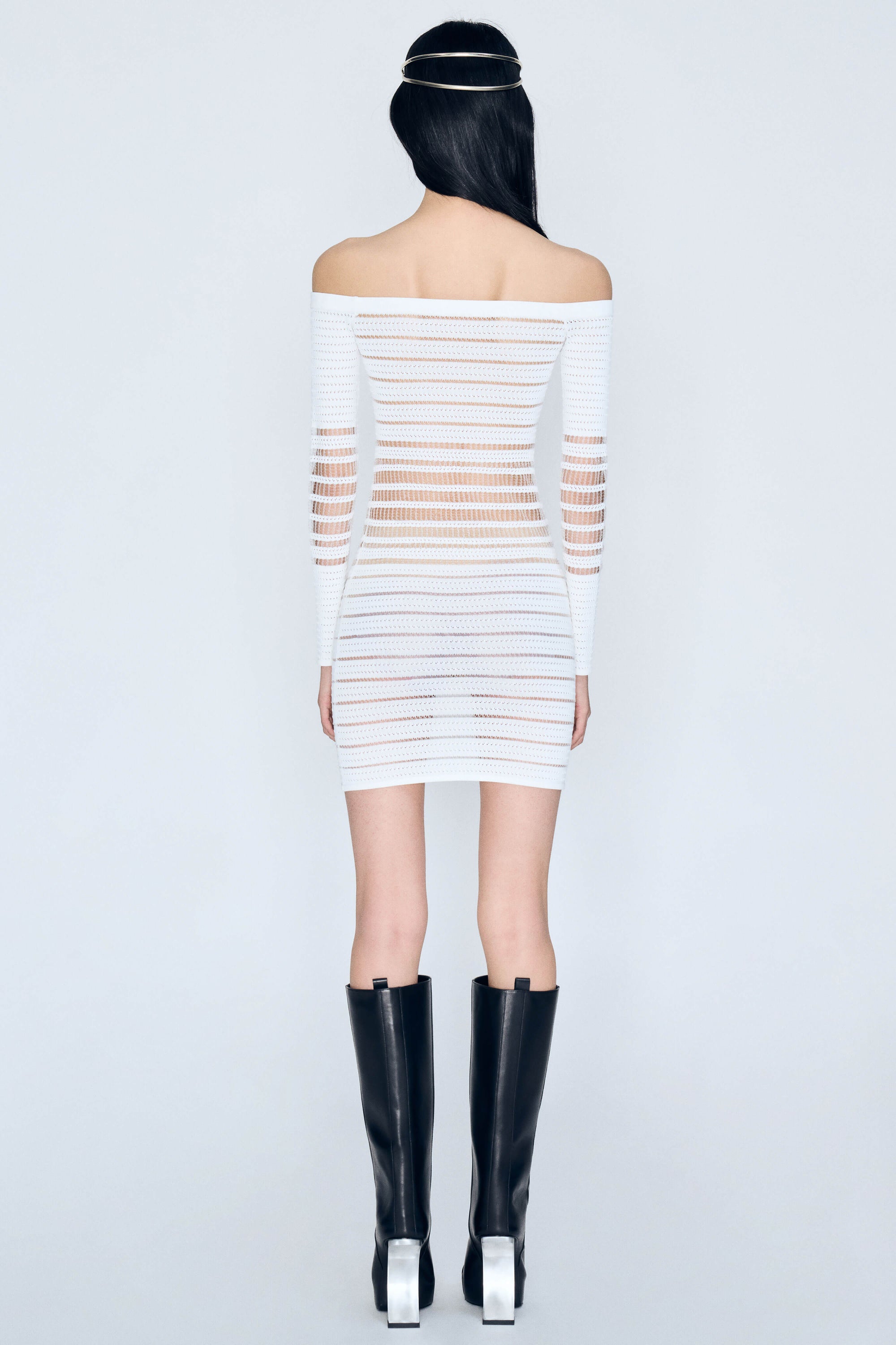 Veiled Mini Dress in White