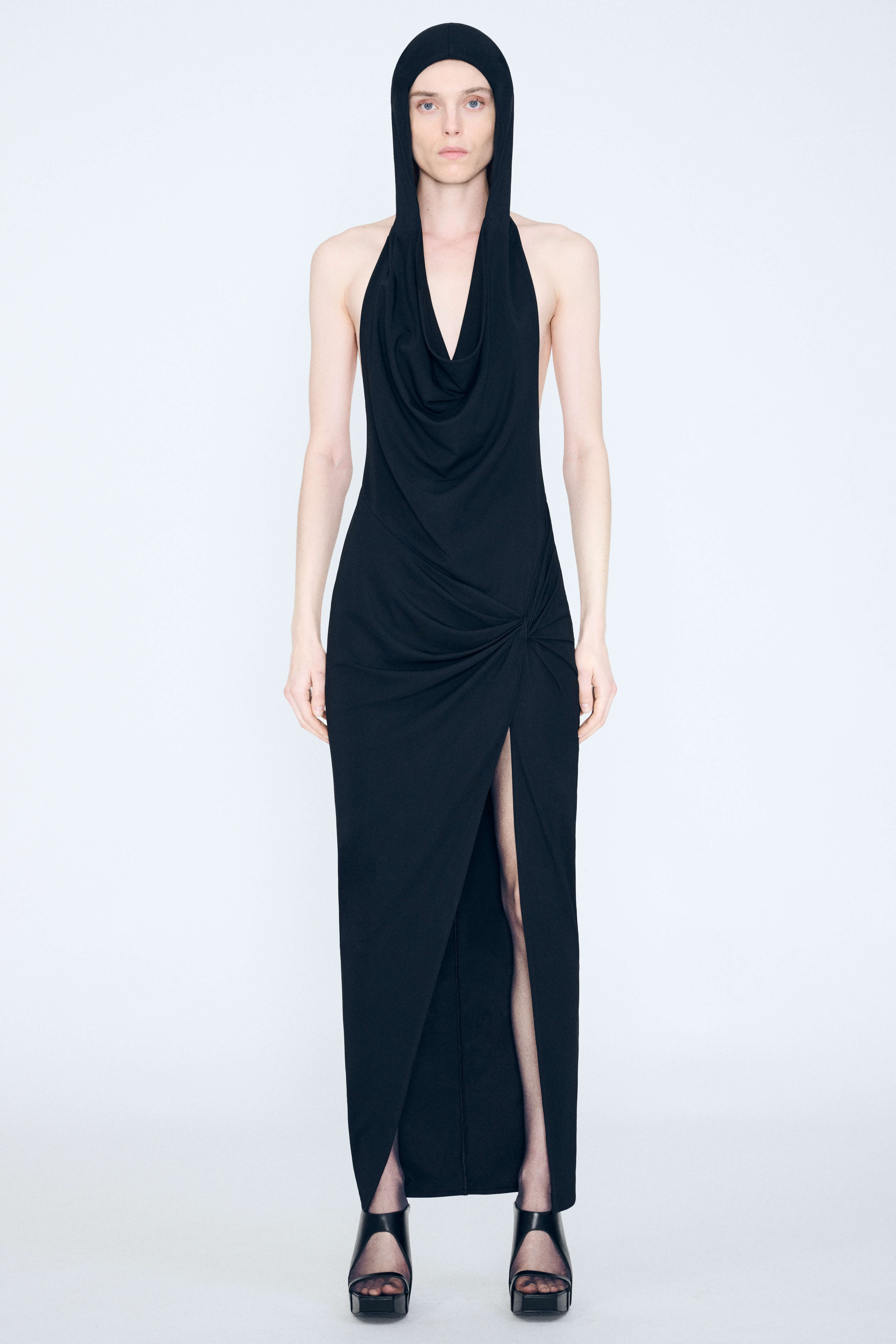 Product Gallery Media 2 Hooded Draped Dress in Black
