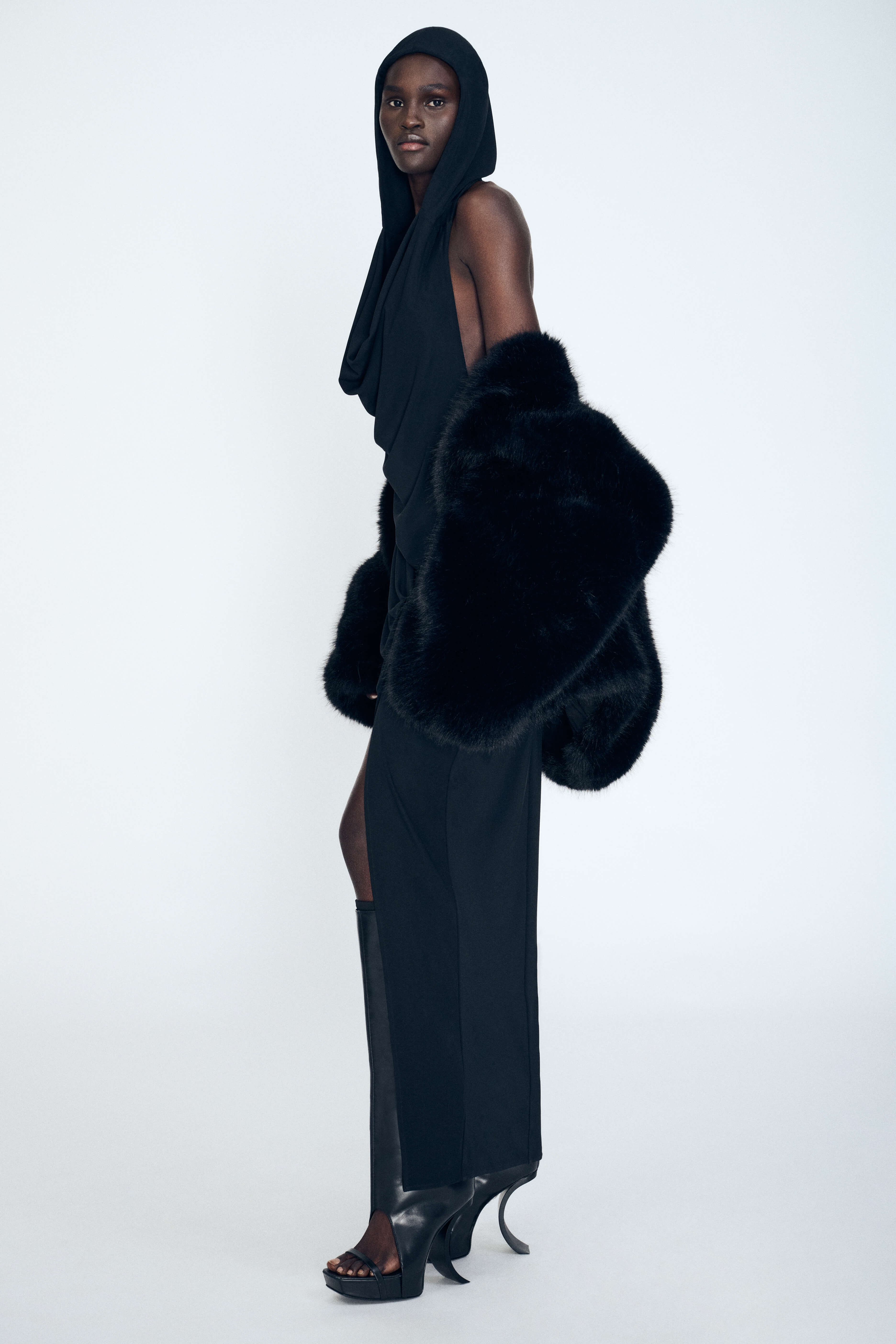 Product Gallery Media 5 Hooded Draped Dress in Black