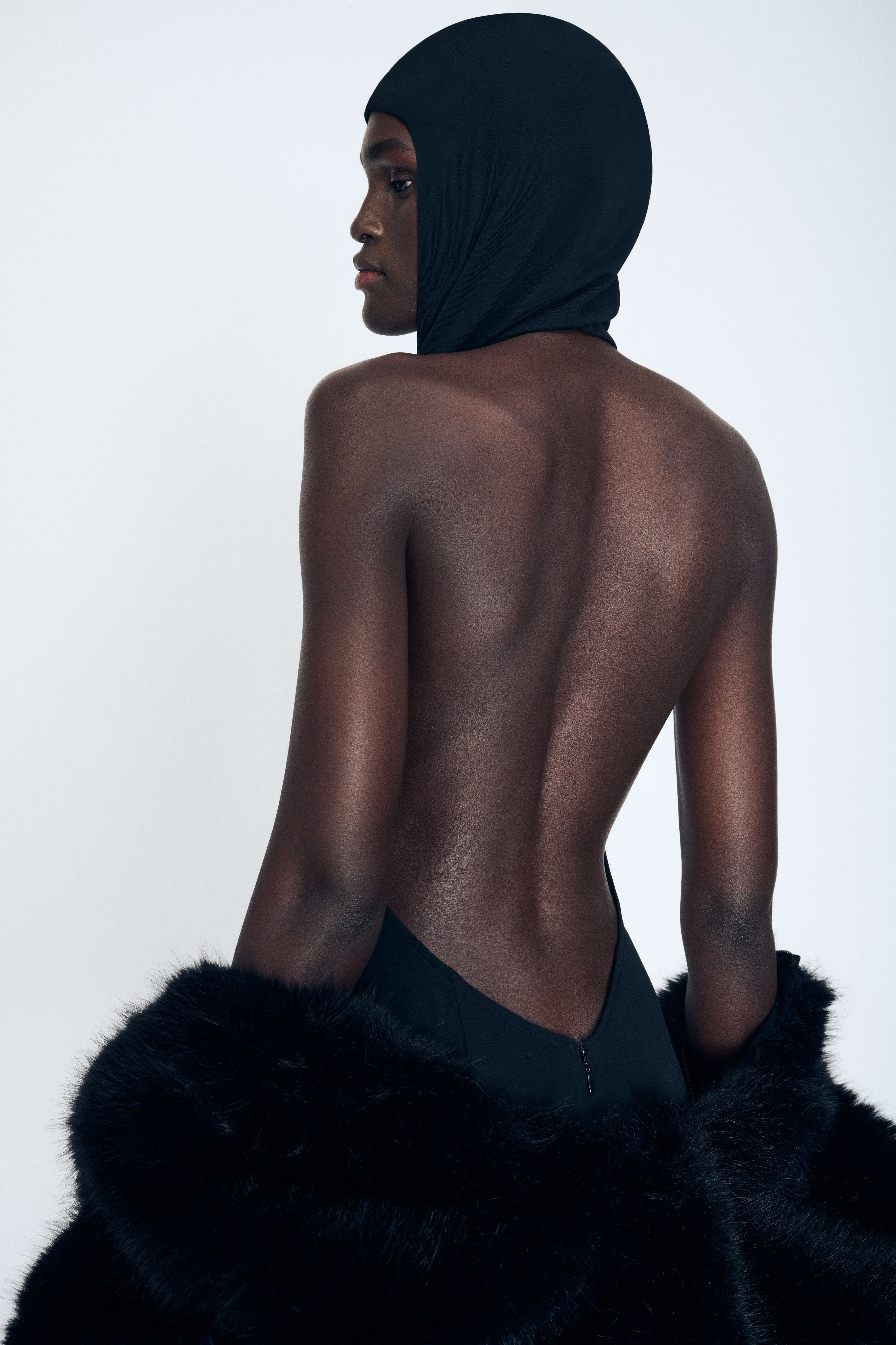 Product Gallery Media 6 Hooded Draped Dress in Black