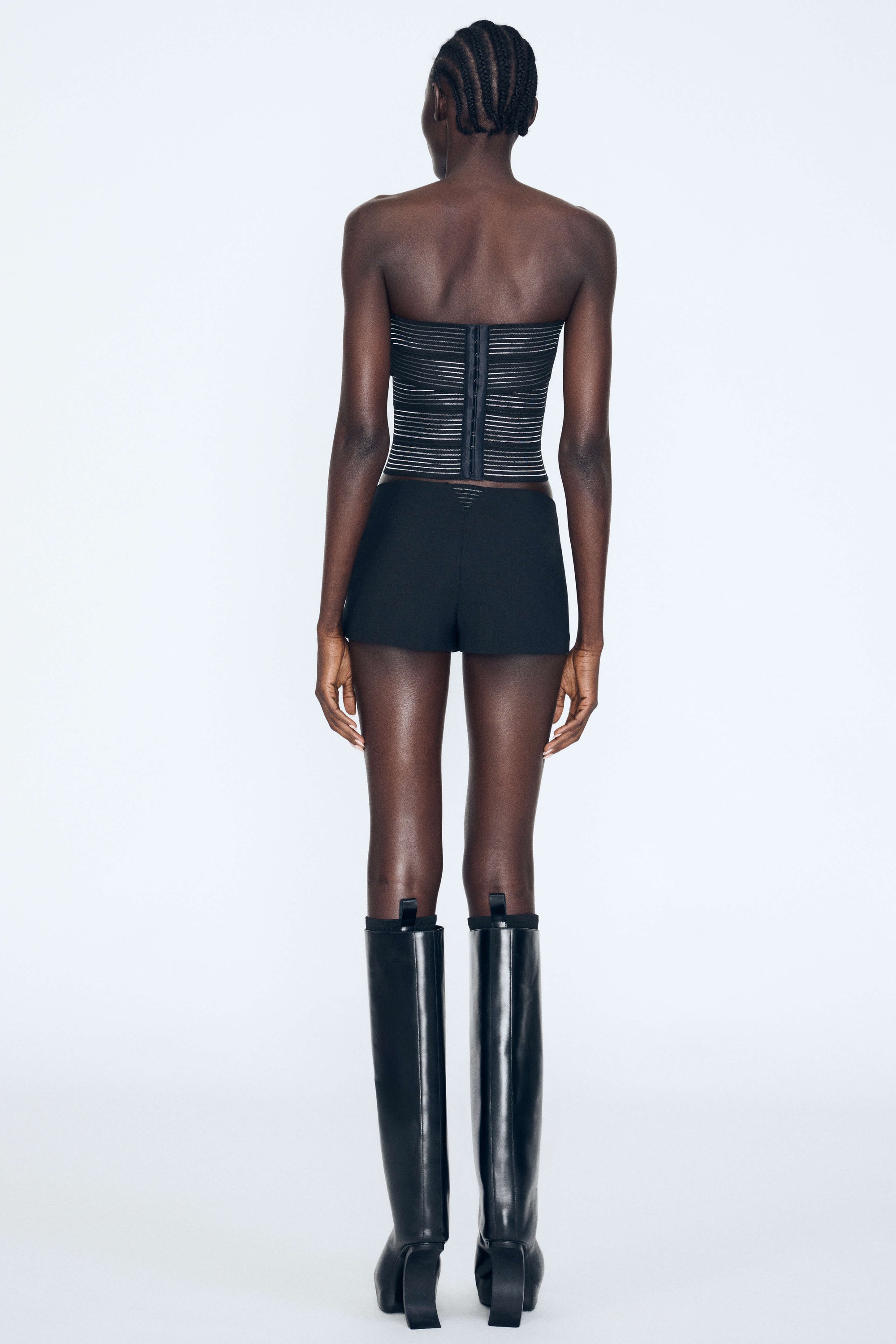 Brace Waist Tailored Shorts in Black