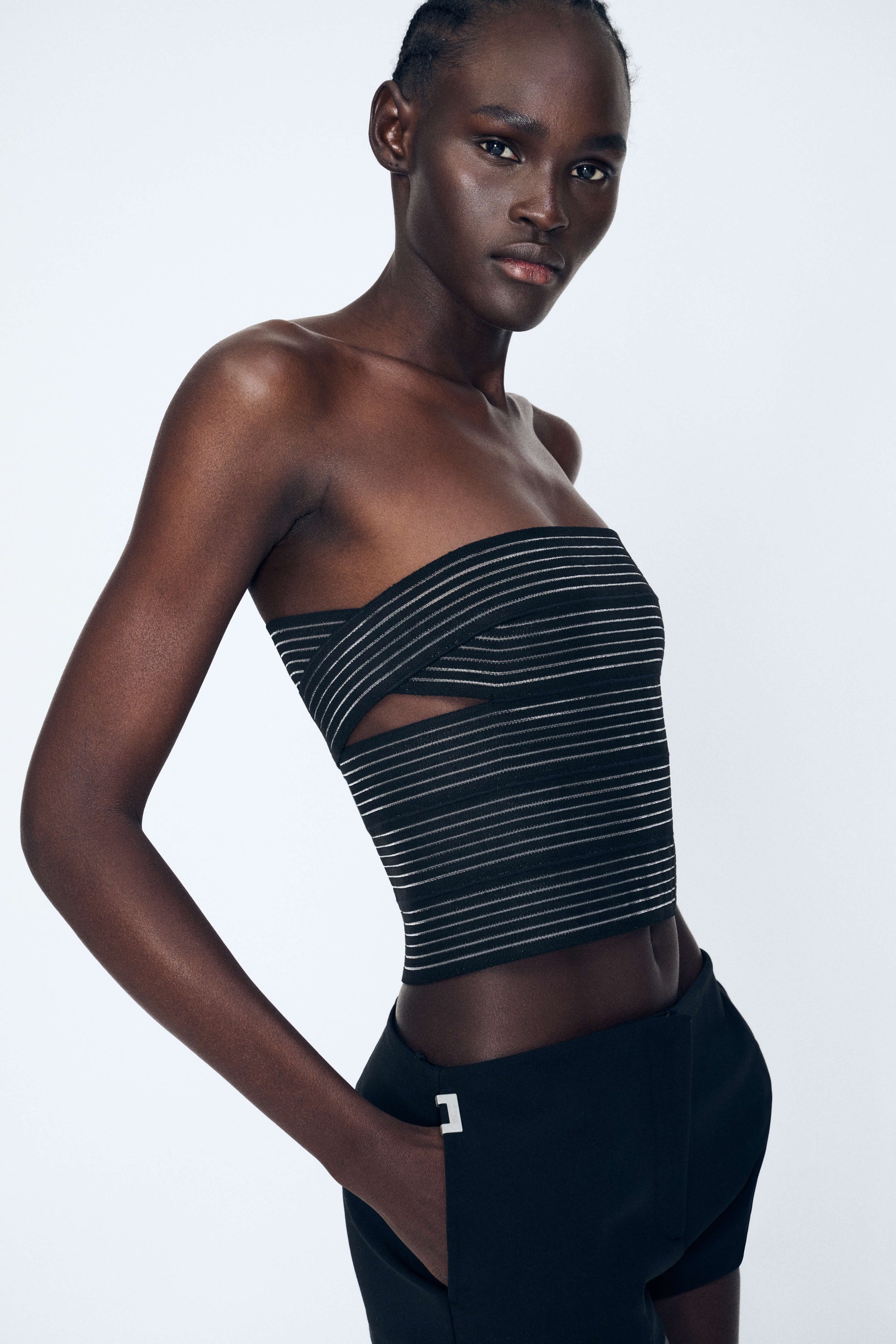 Brace Waist Tailored Shorts in Black