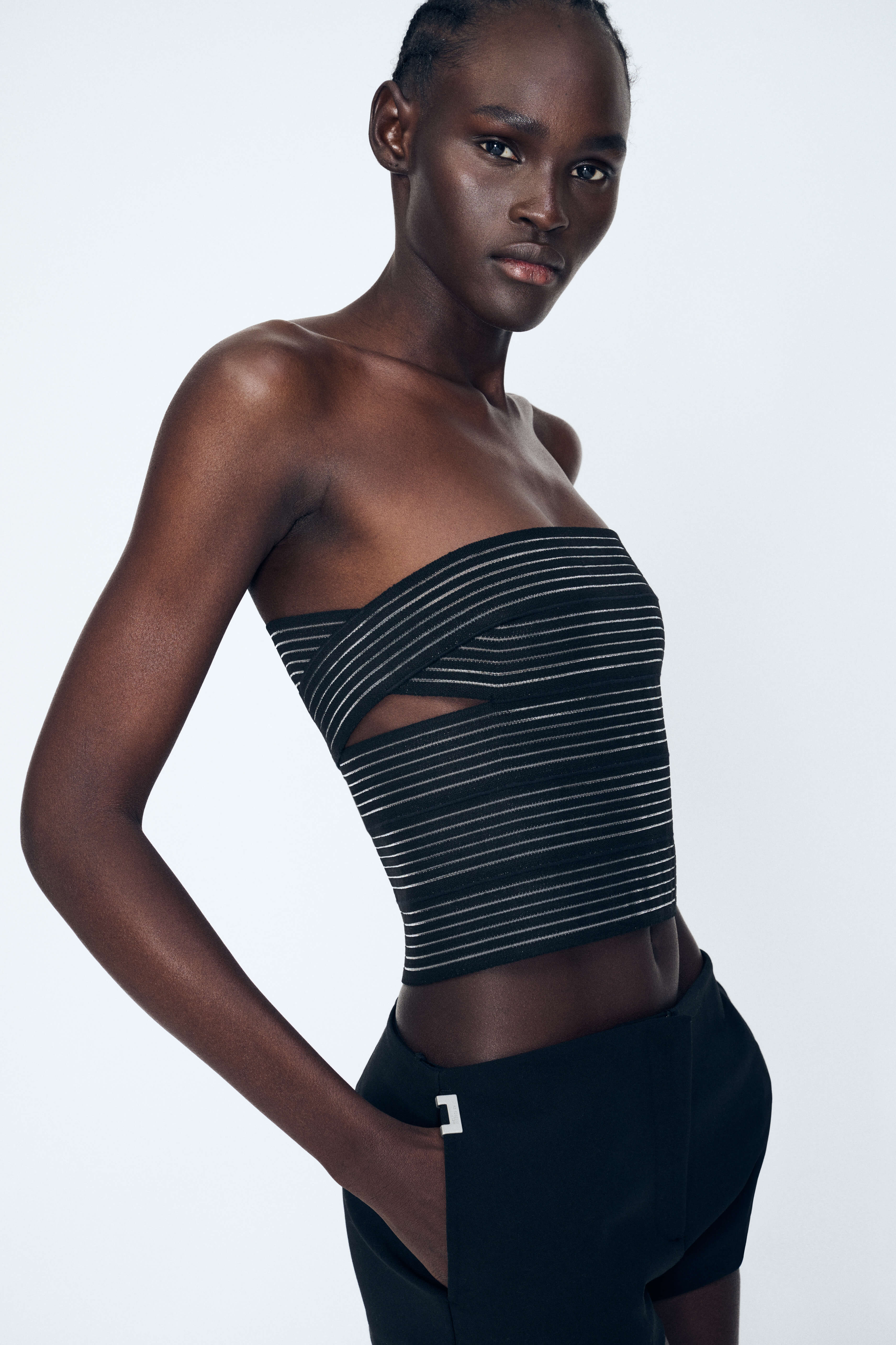 Product Gallery Media 3 Brace Waist Tailored Shorts in Black