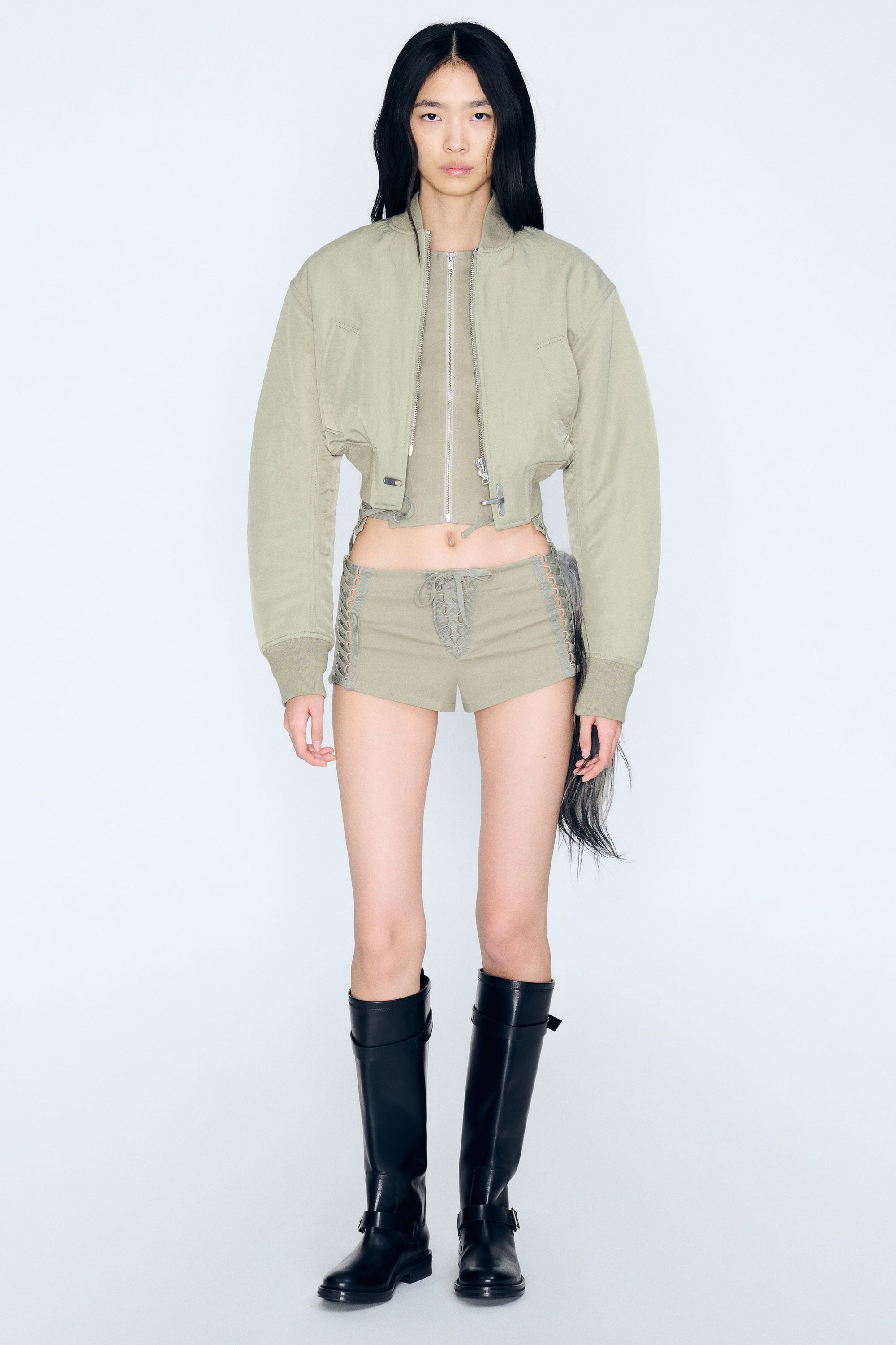 Open Lace Up Micro Shorts
