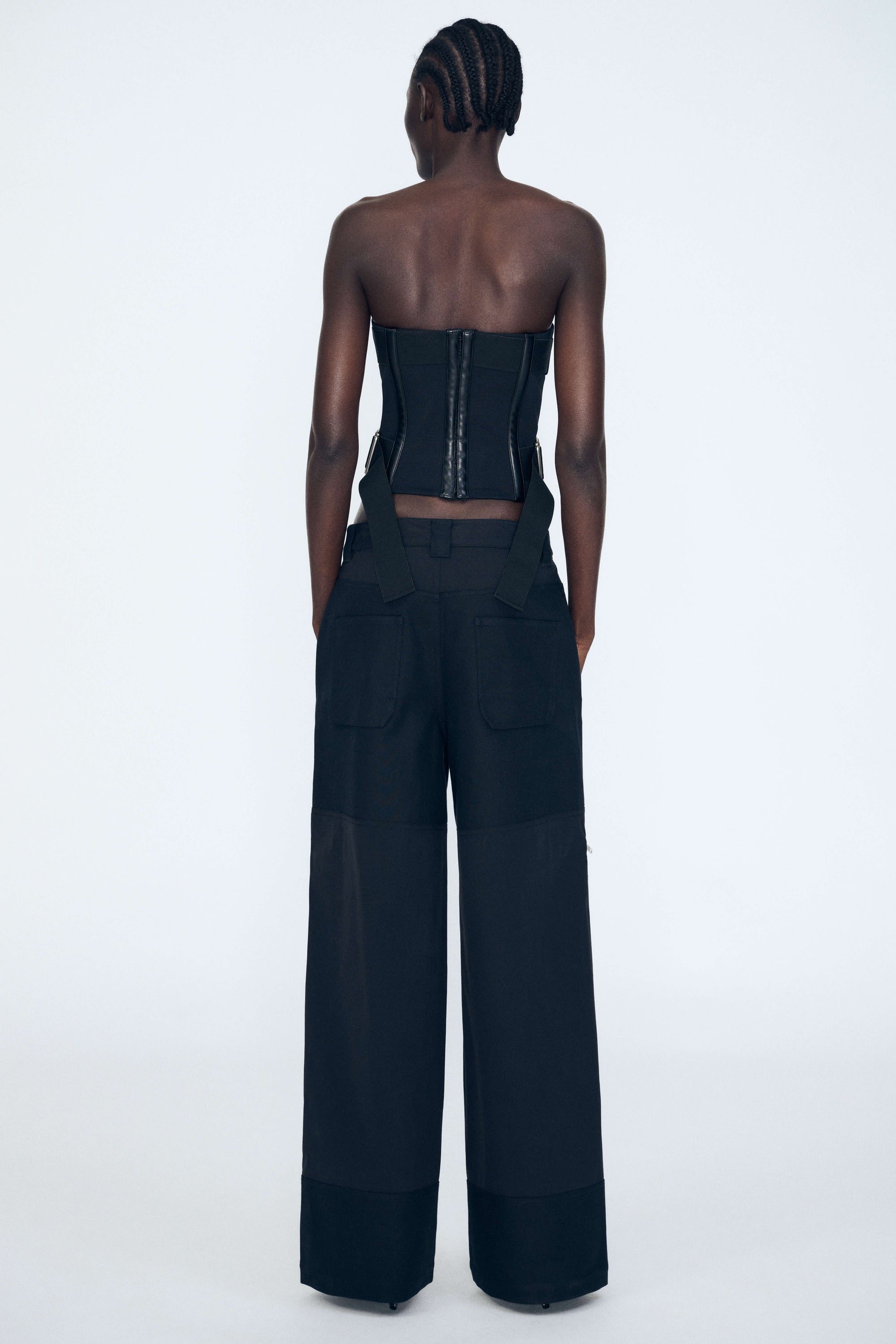 Flex Waist Zip Cargo Pant in Black