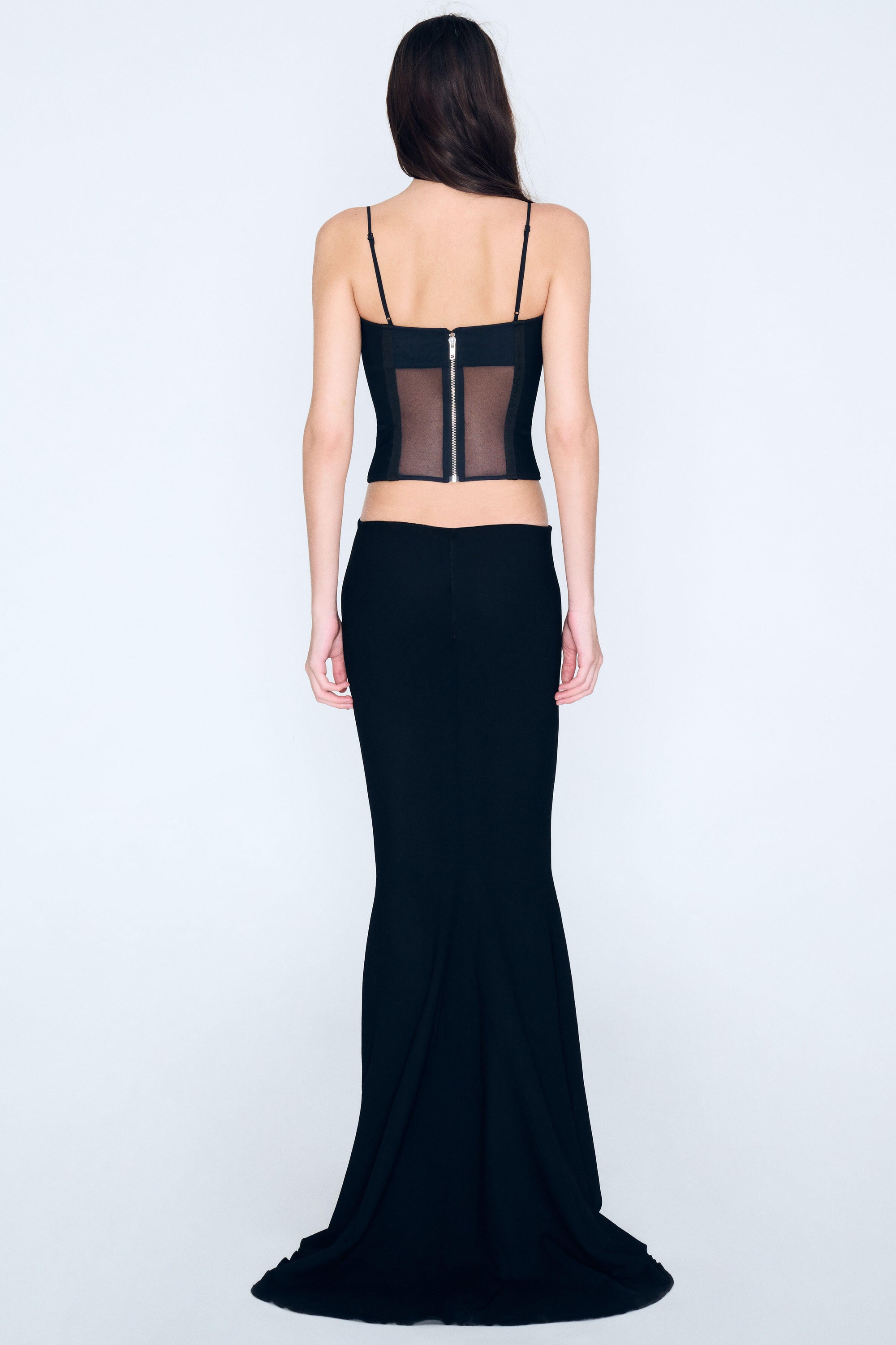 Layered Lace Corset Top in Black