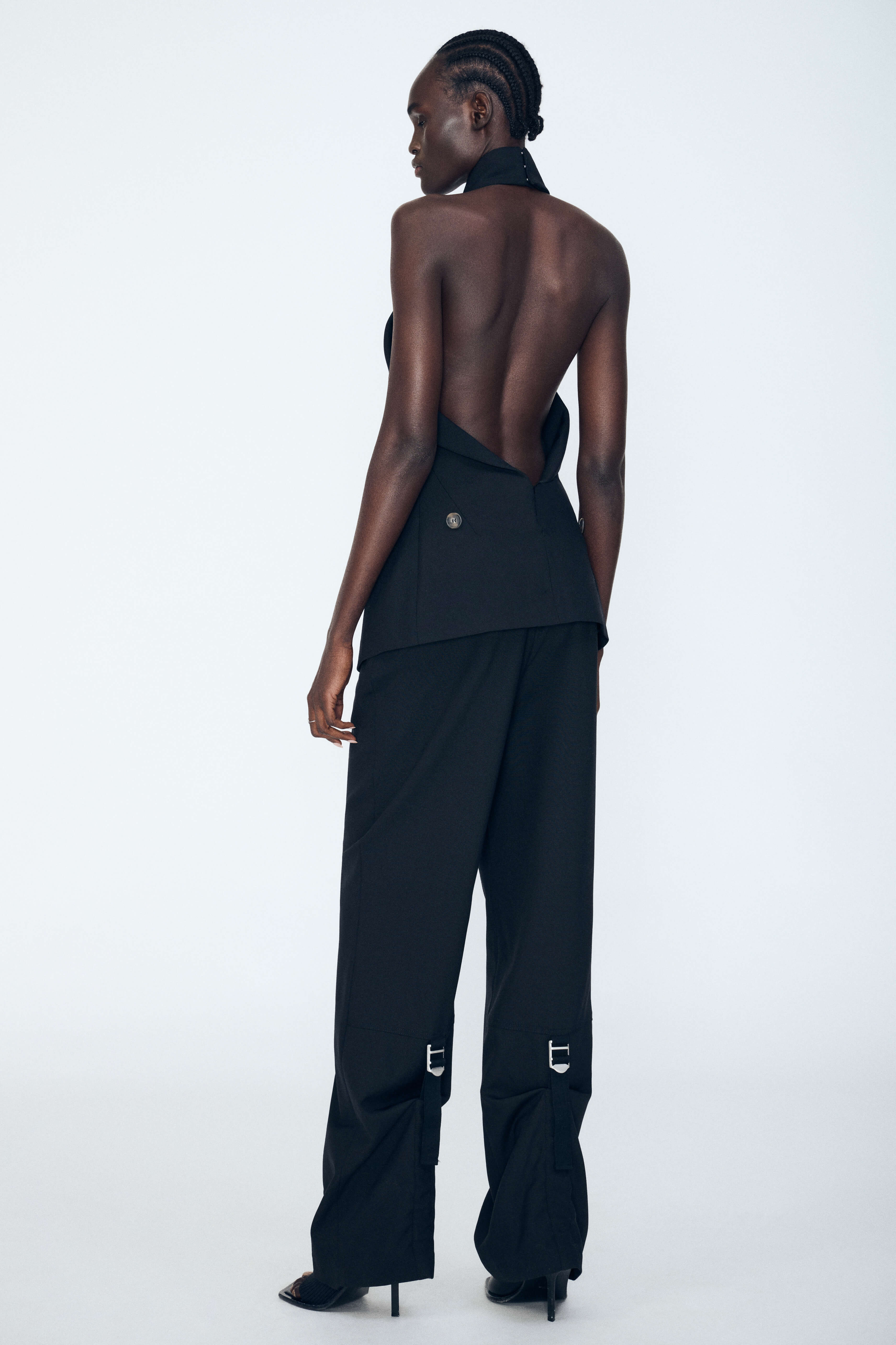 Product Gallery Media 5 Wrap Lapel Halter Top in Black