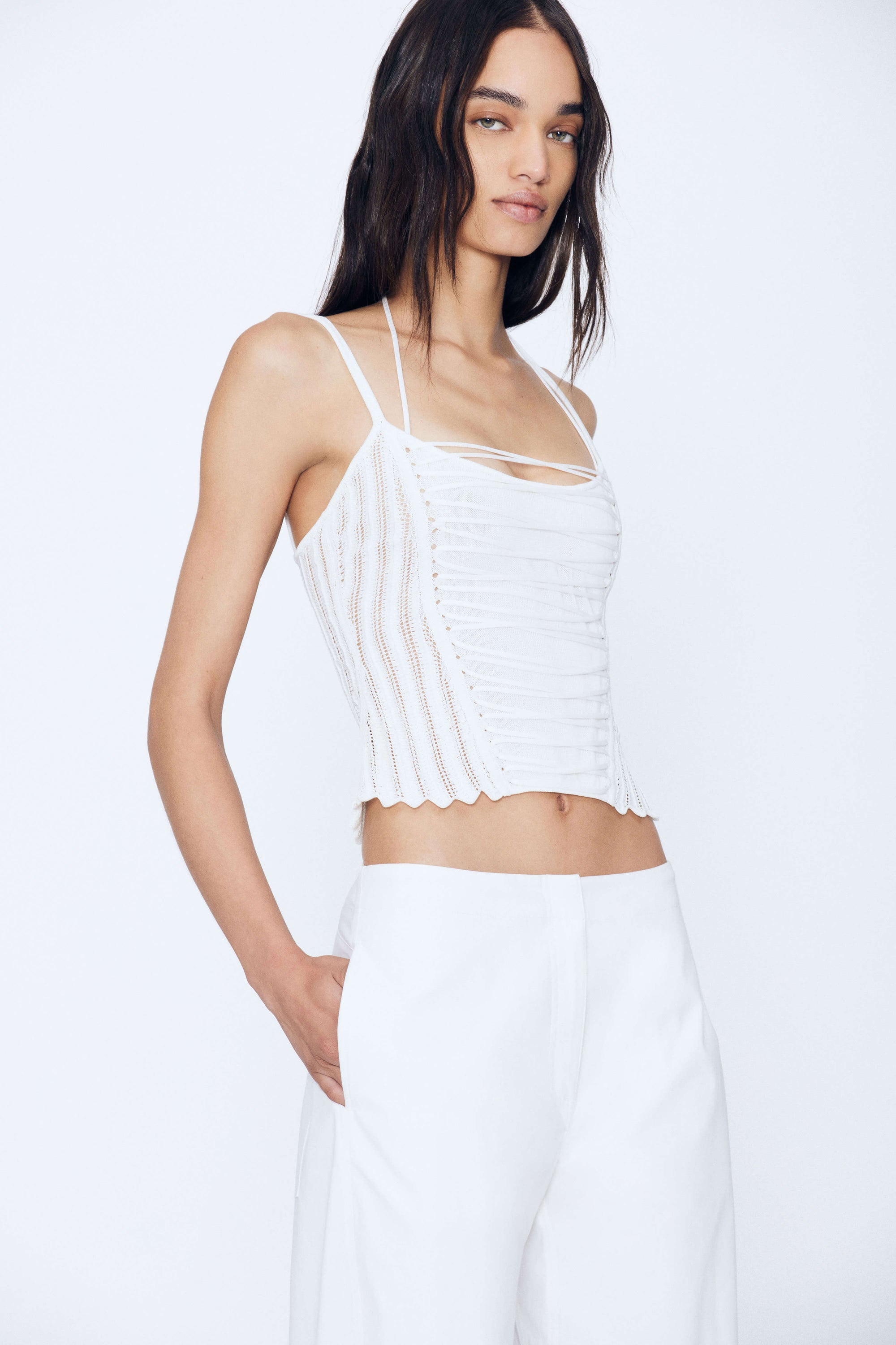 Laced Chevron Halter Top