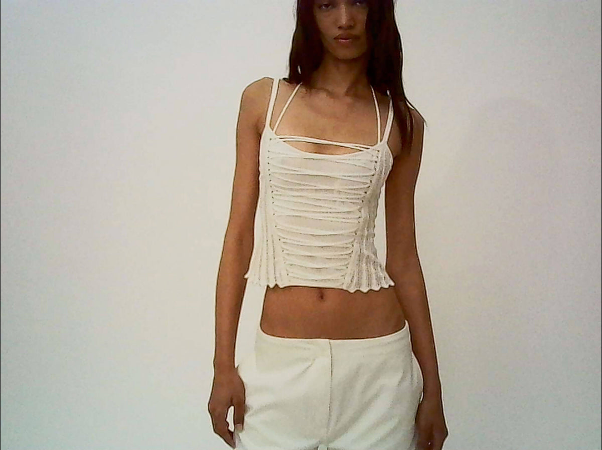 Laced Chevron Halter Top